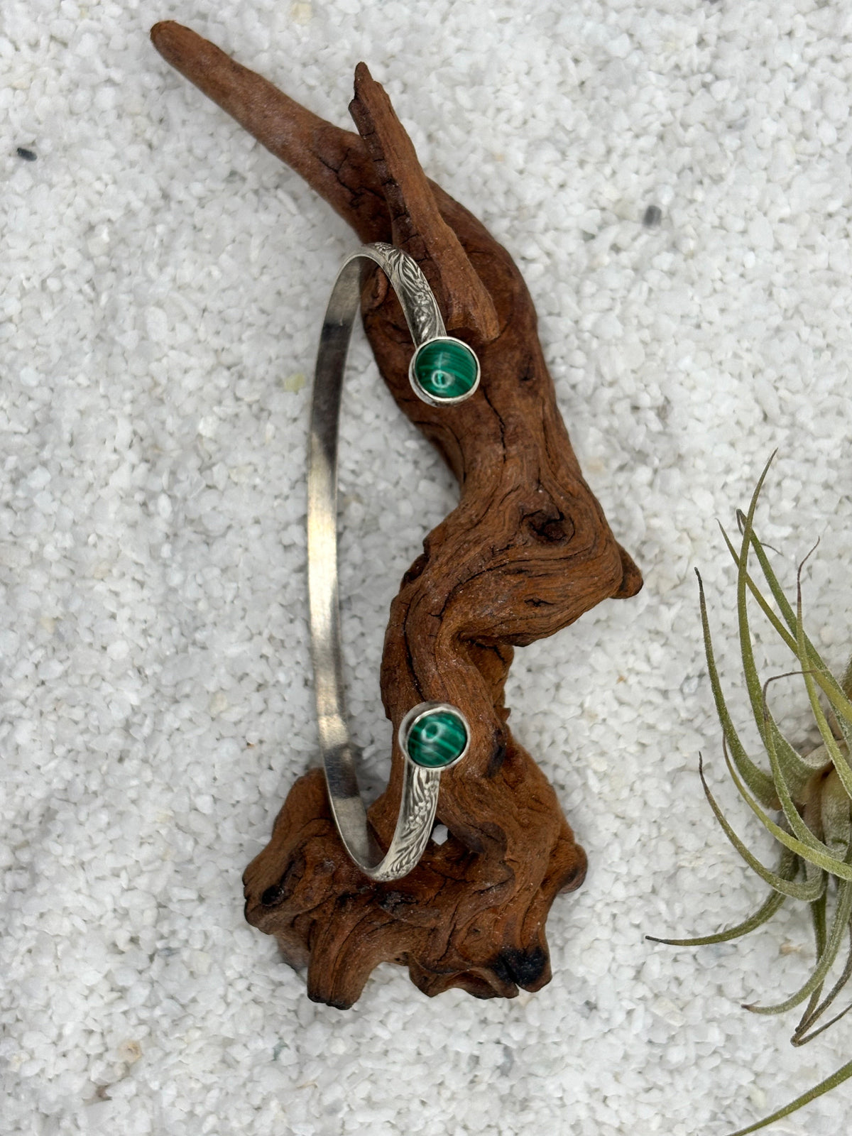 Malachite Open Cuff Bracelet detail