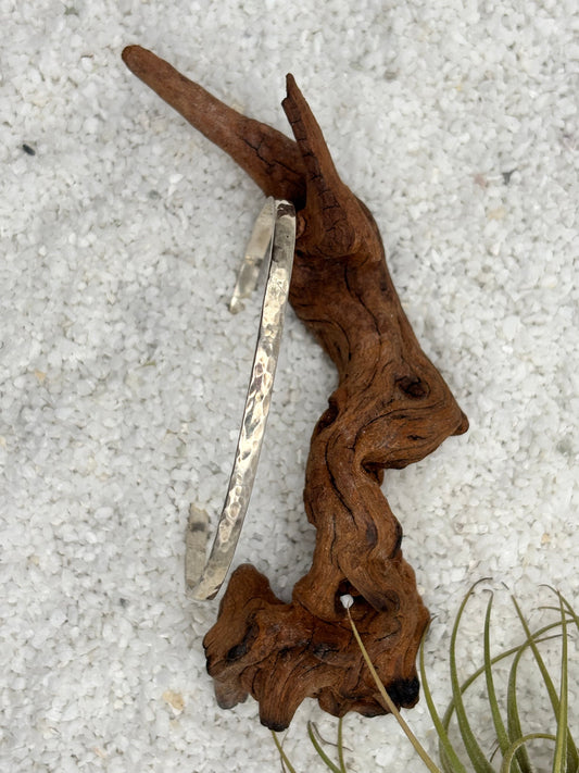 Hammered Silver Open Cuff Bracelet