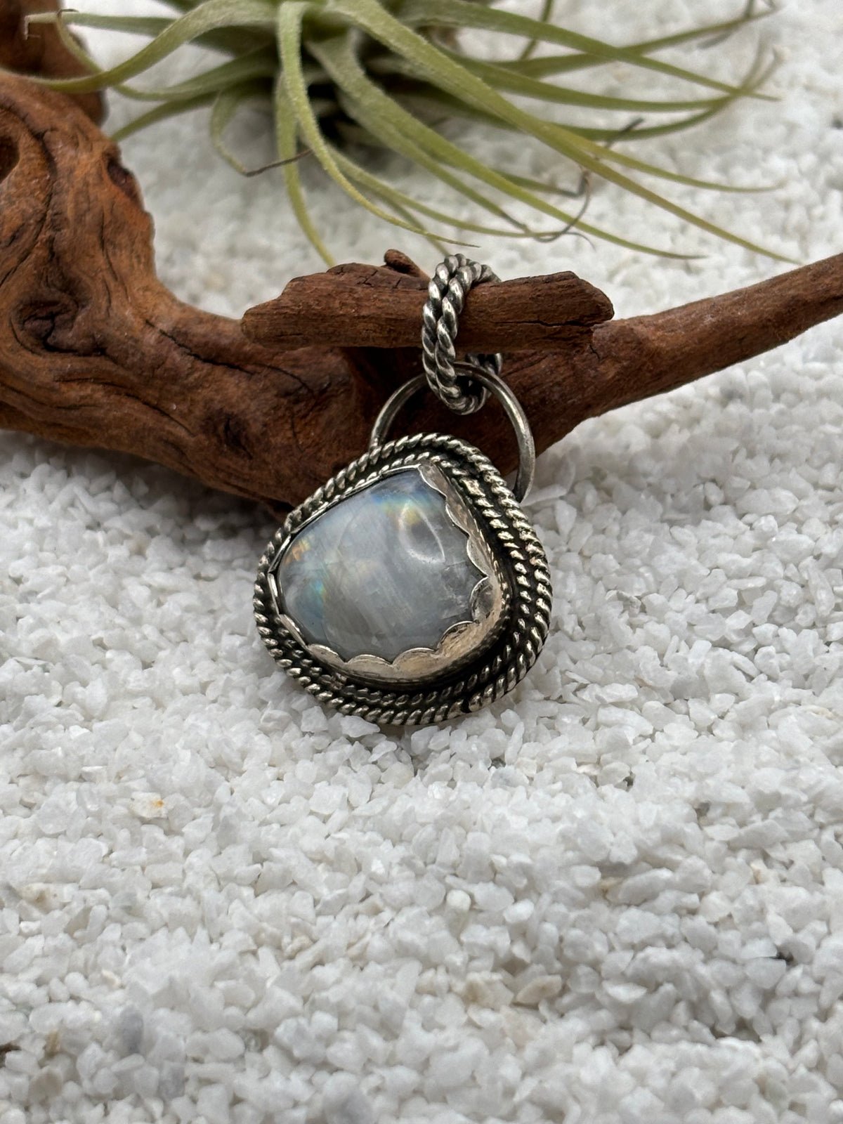 Rainbow Moonstone Pendant detail