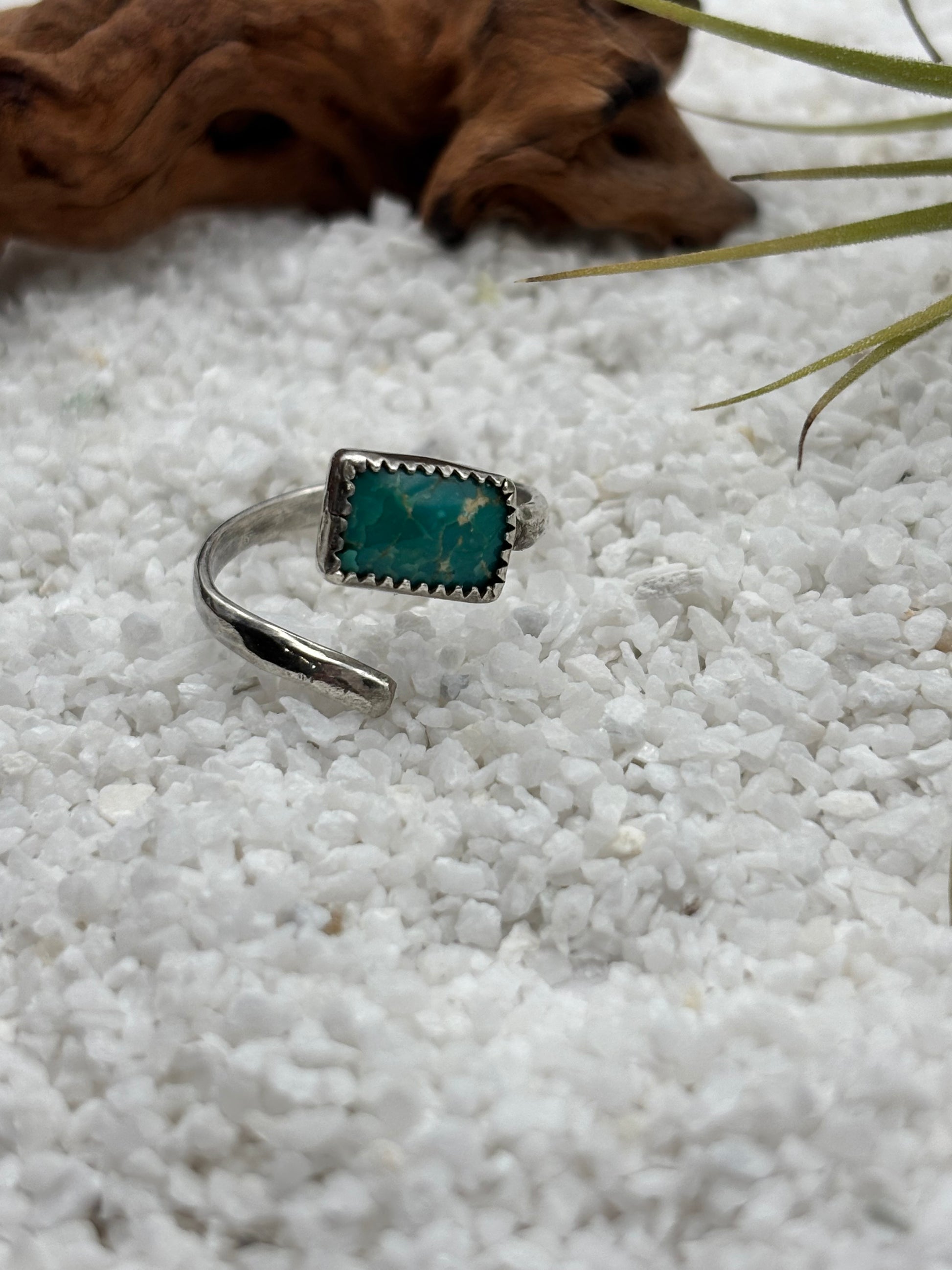 Rectangle Wrap Turquoise Ring detail