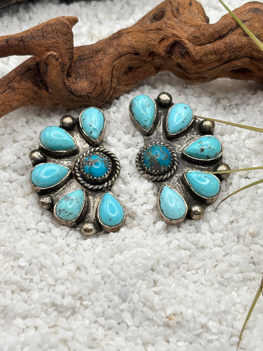 Turquoise Cluster Statement Post Earrings