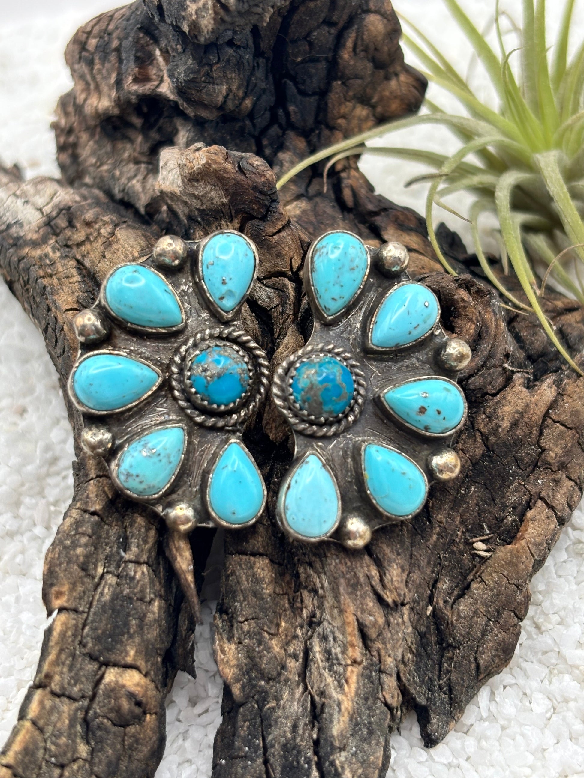 Turquoise Cluster Post Earrings side