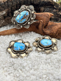 Concho Style Turquoise Post Earring & Ring Set
