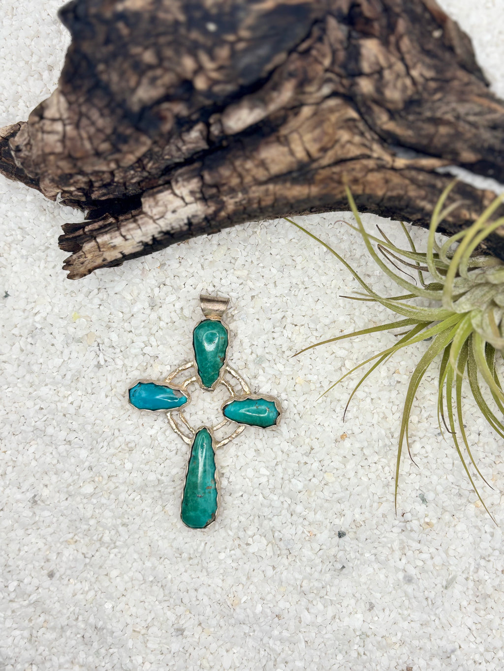 Turquoise Cross Statement Pendant detail