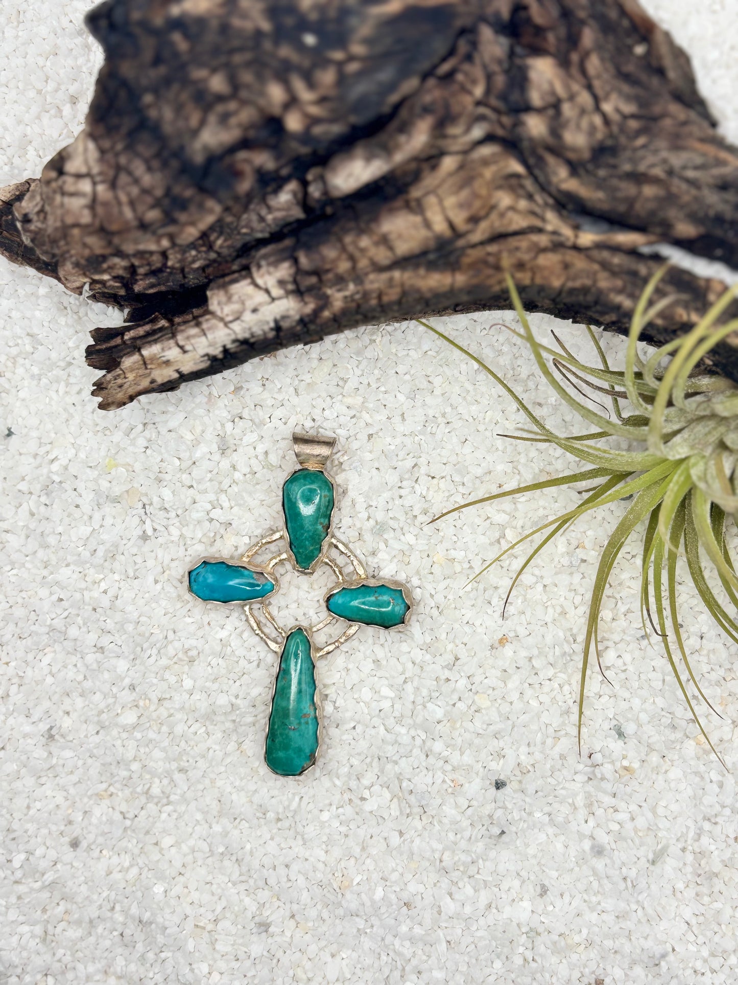 Turquoise Cross Statement Pendant detail