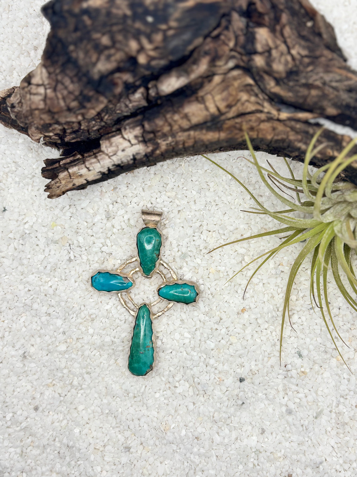Turquoise Cross Statement Pendant detail