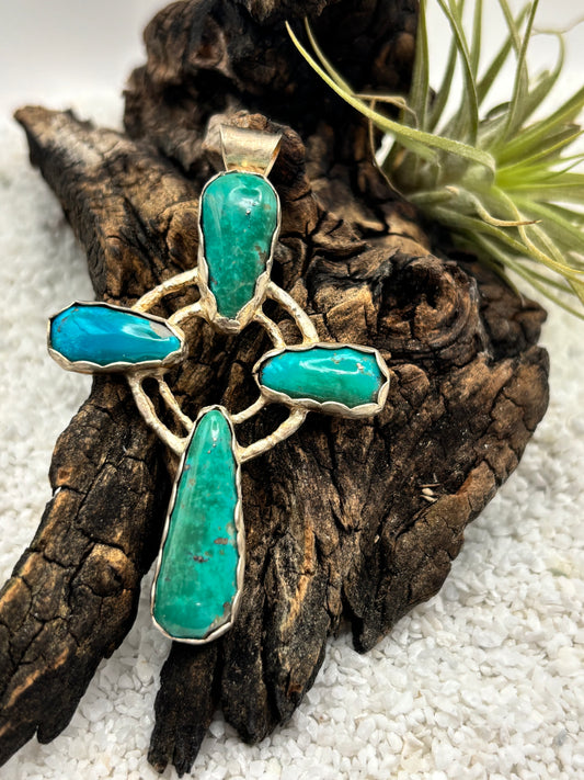 Turquoise Cross Statement Pendant