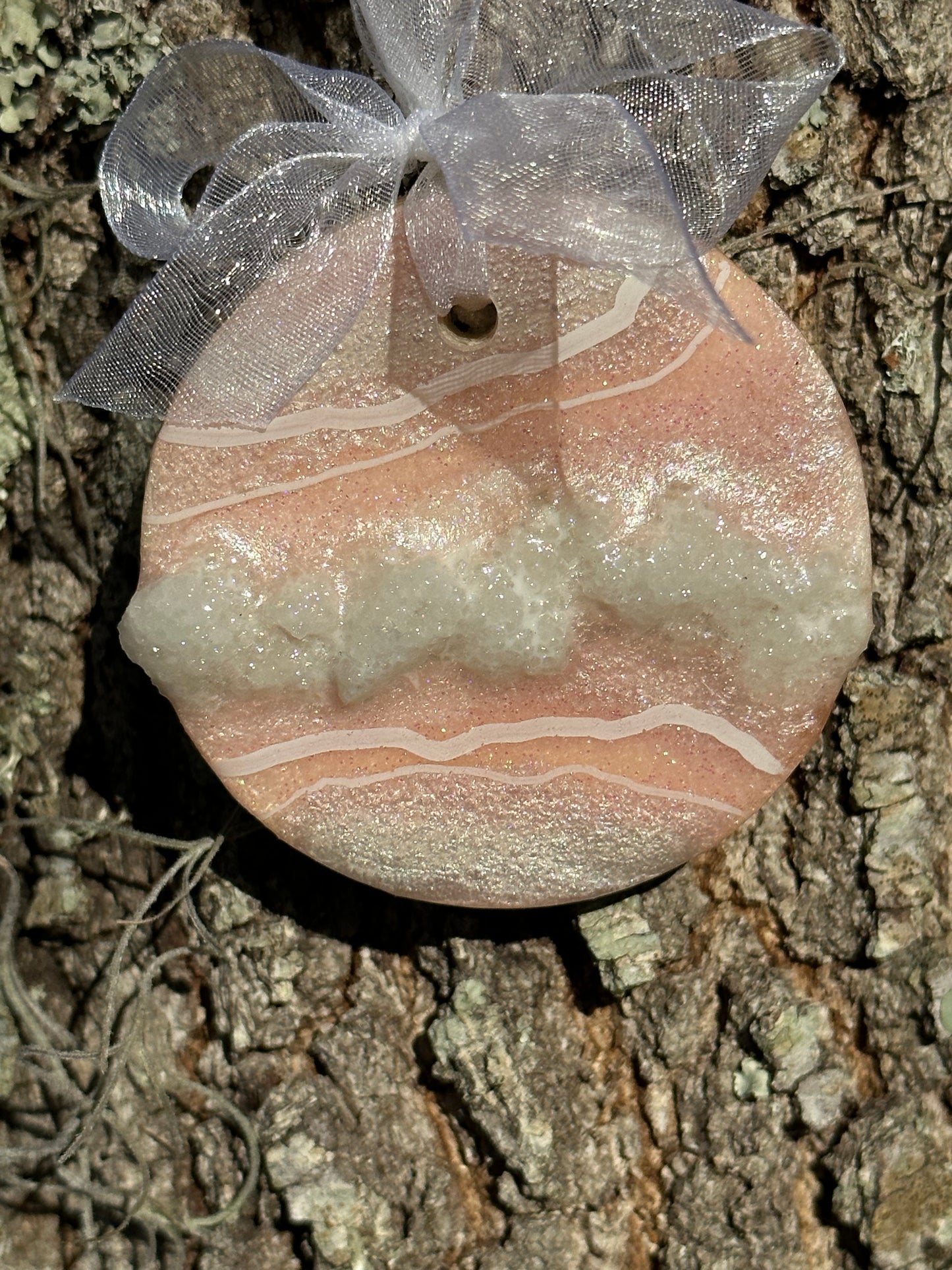 Pink Geode Circle Ornament