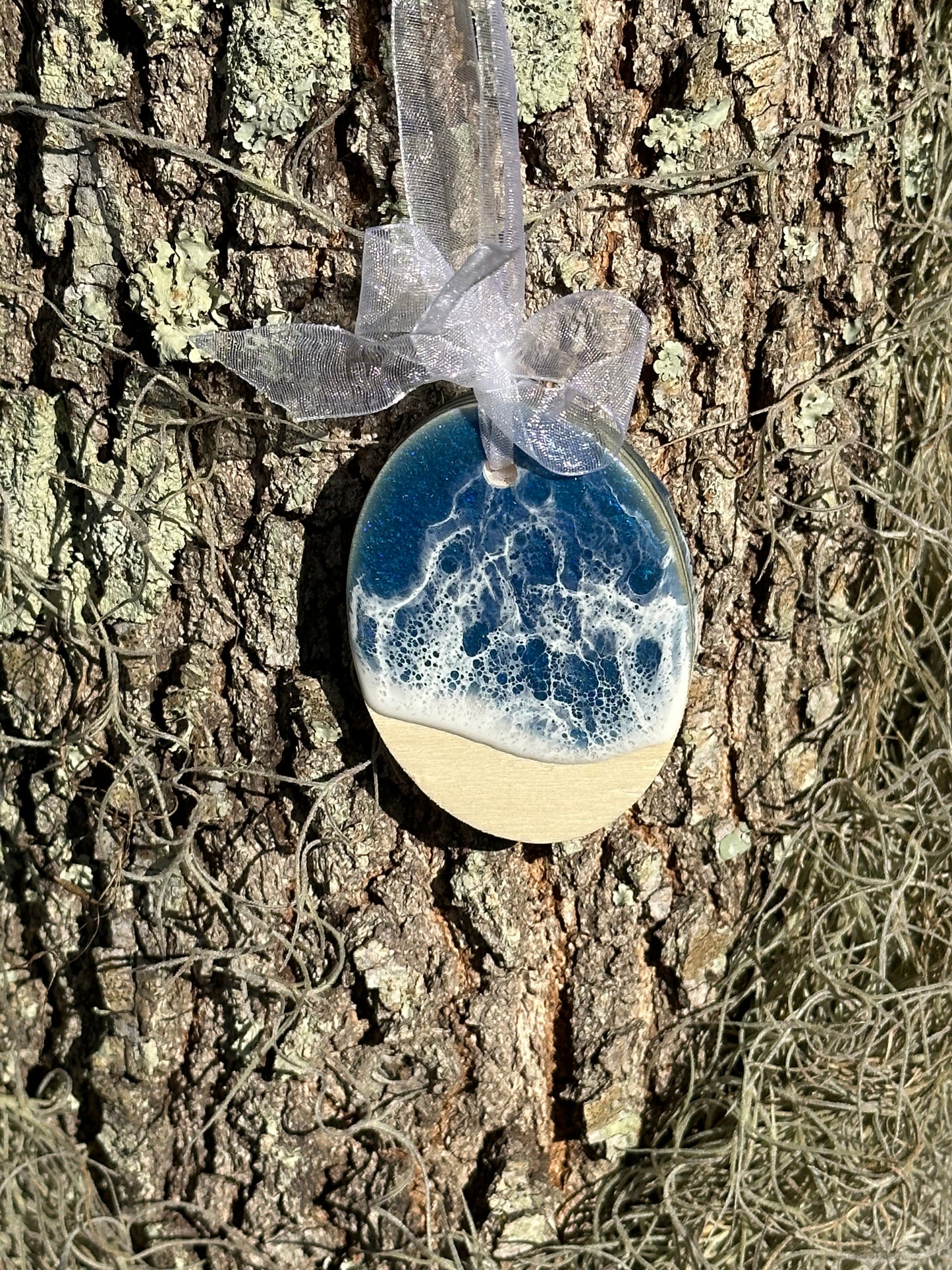 Dark Blue Ocean Oval Ornament 2