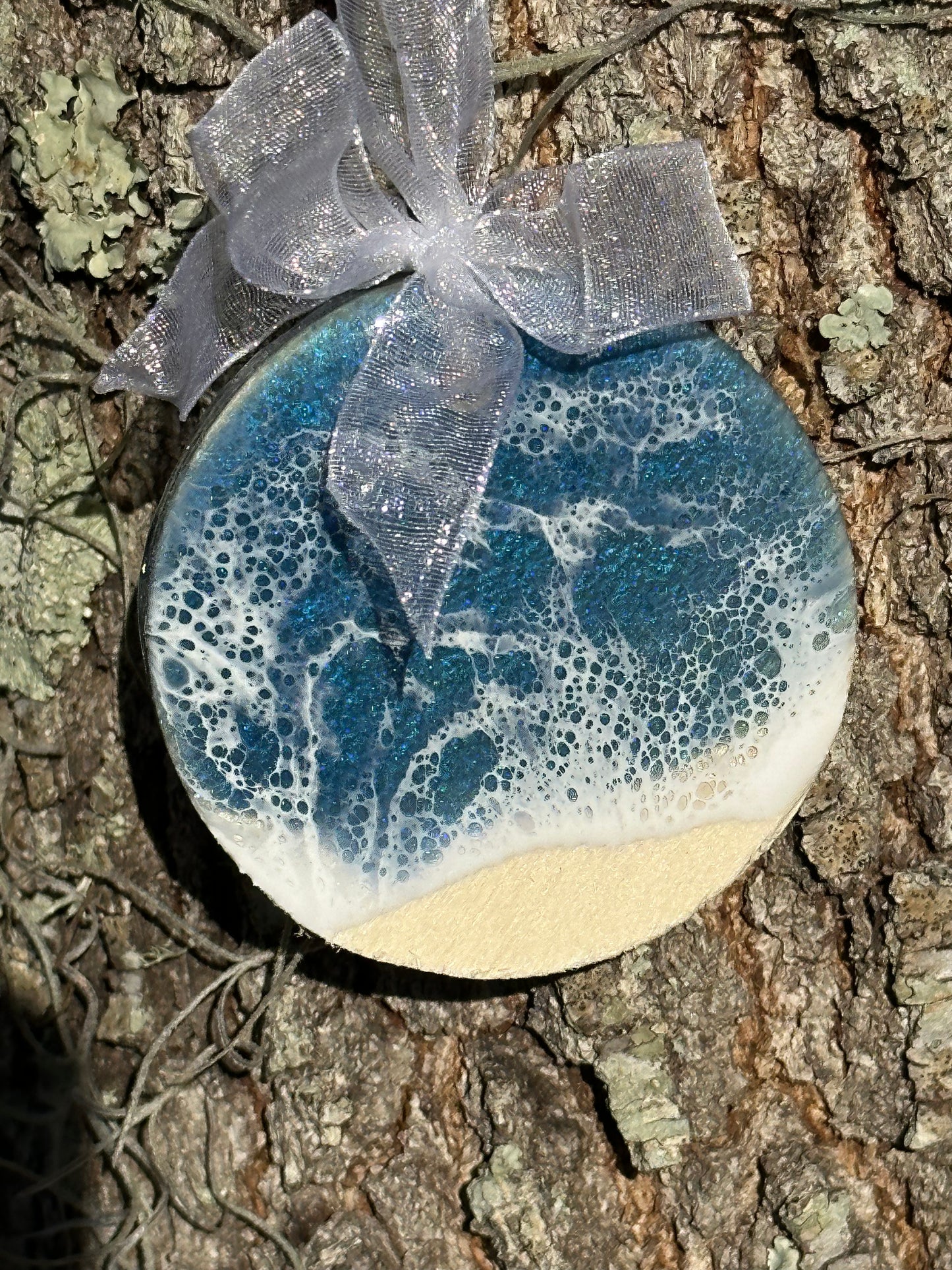 Dark Blue Ocean Round Ornament