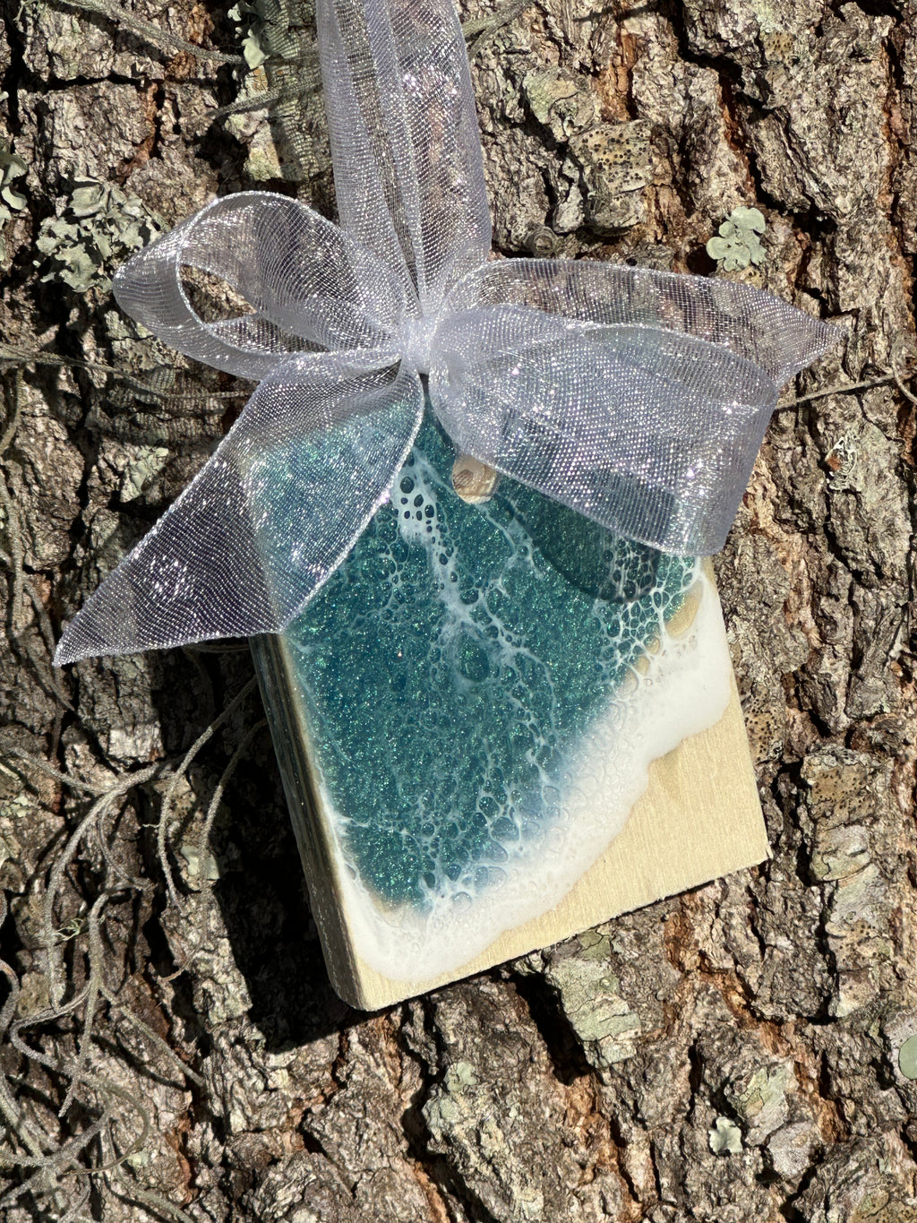 Aqua Ocean Rectangle Ornament