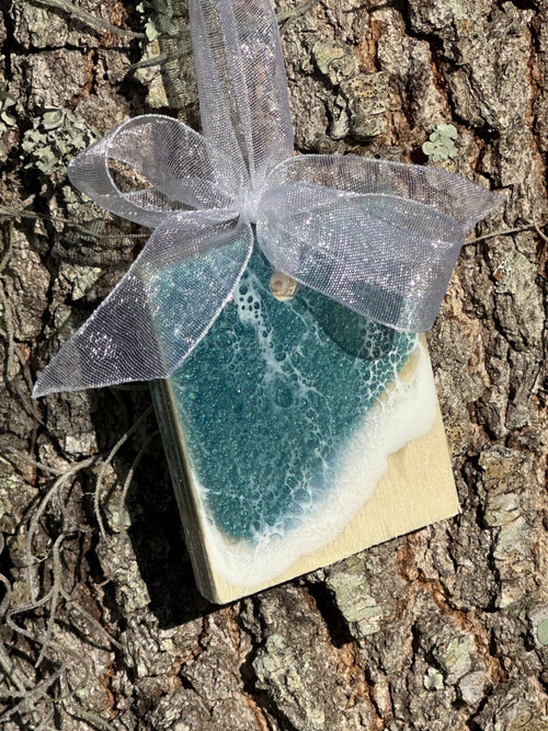 Aqua Ocean Rectangle Ornament