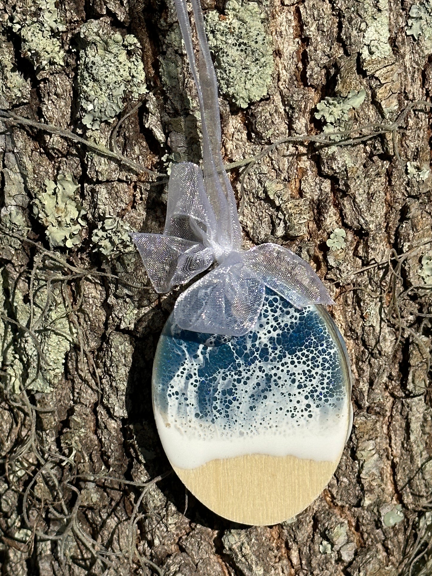 Aqua Ocean Oval Ornament