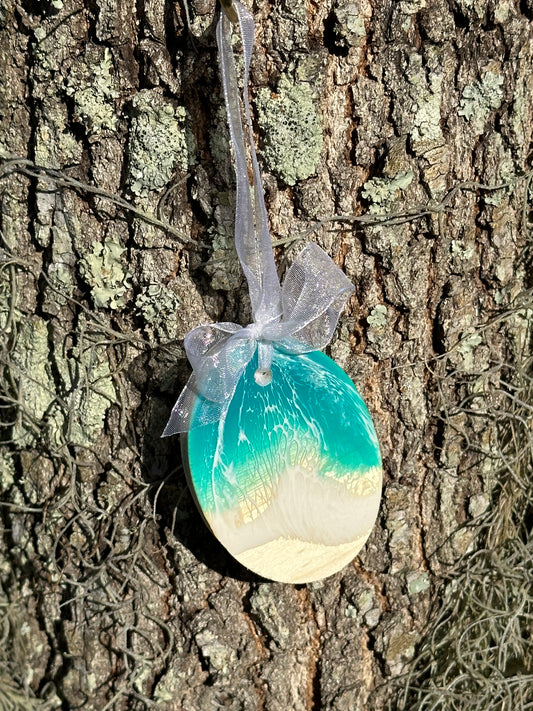 Teal Ocean Oval Ornament