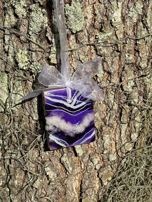 Purple Rectangle Geode Ornament