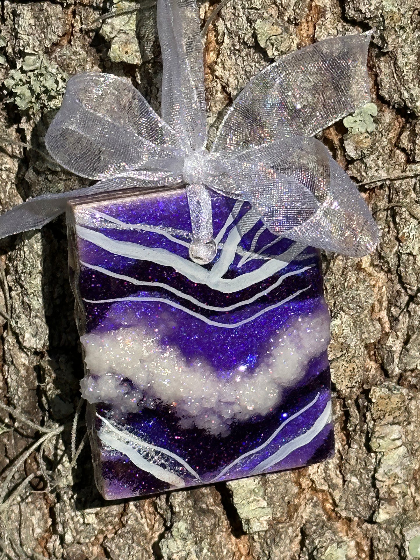 Purple Rectangle Geode Ornament