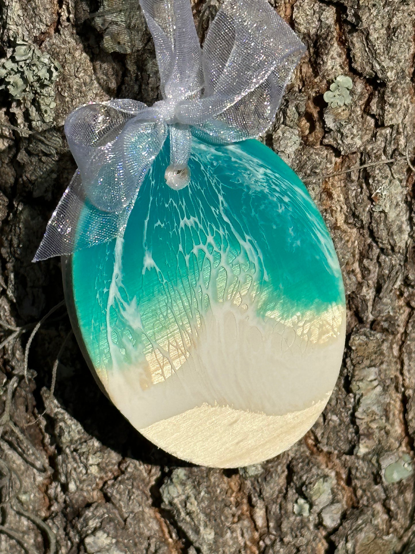 Teal Ocean Oval Ornament