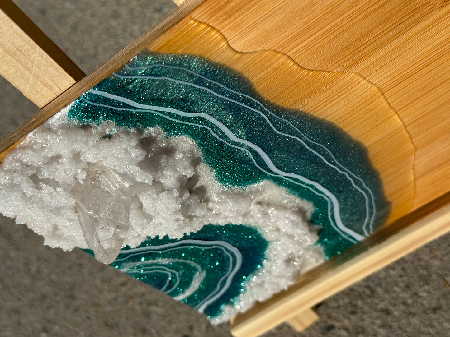 Teal Geode Mini Cutting Board